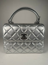 Load image into Gallery viewer, Chanel Metallic Lambskin Quilted Small Trendy CC Flap Dual Handle Bag Silver