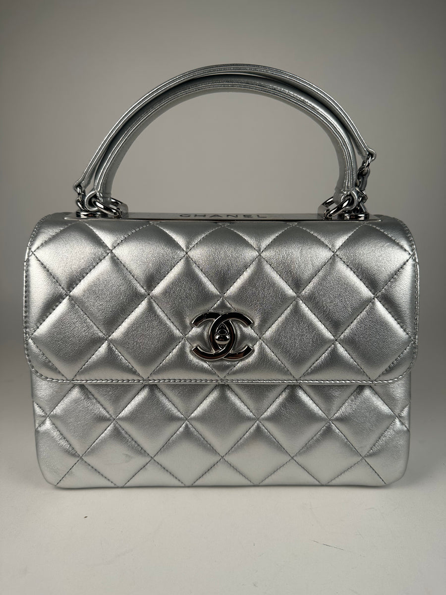 Chanel Metallic Lambskin Quilted Small Trendy CC Flap Dual Handle Bag –  Sacdelux