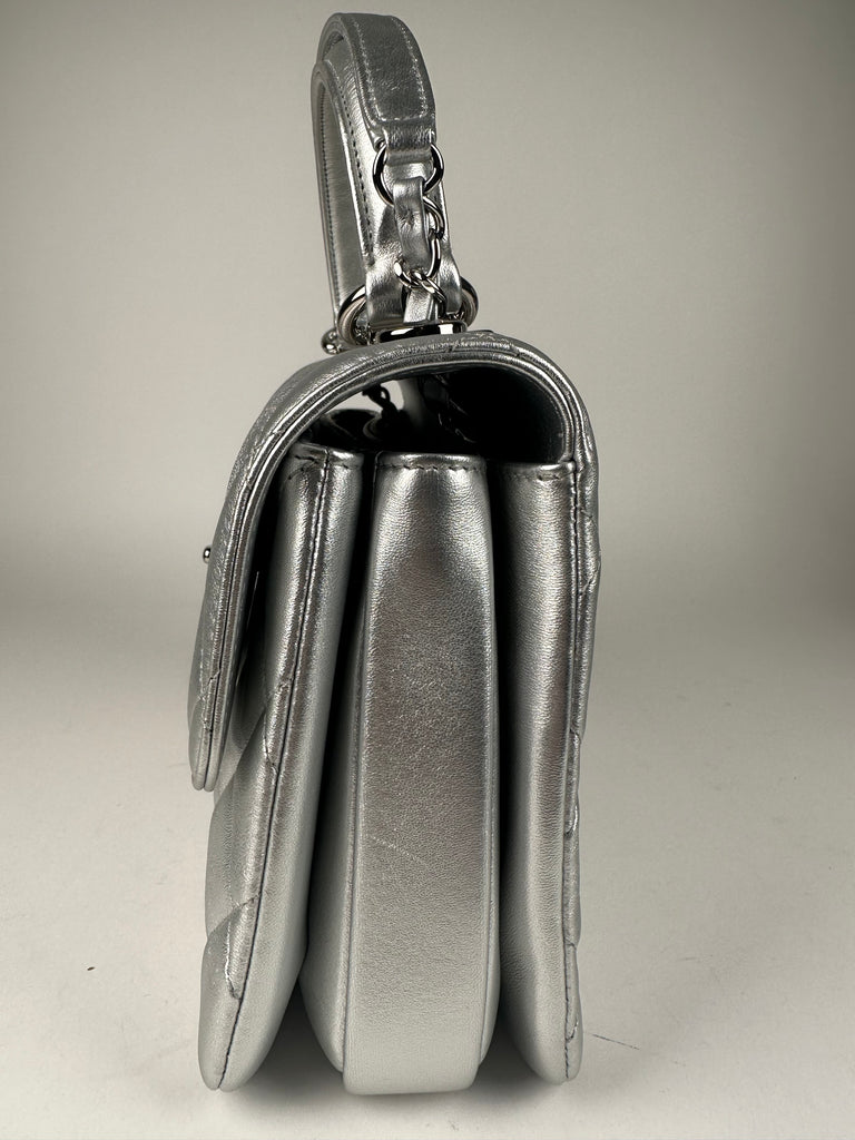 Chanel Mini Rectangular flap bag silver lambskin
