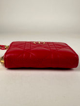 Load image into Gallery viewer, Dior Lambskin Cannage Mini Caro Zippered Crossbody Pouch Raspberry