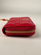 Load image into Gallery viewer, Dior Lambskin Cannage Mini Caro Zippered Crossbody Pouch Raspberry