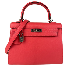 Load image into Gallery viewer, Hermes Kelly 25 Sellier Chevre Leather Rose Lipstick PHW