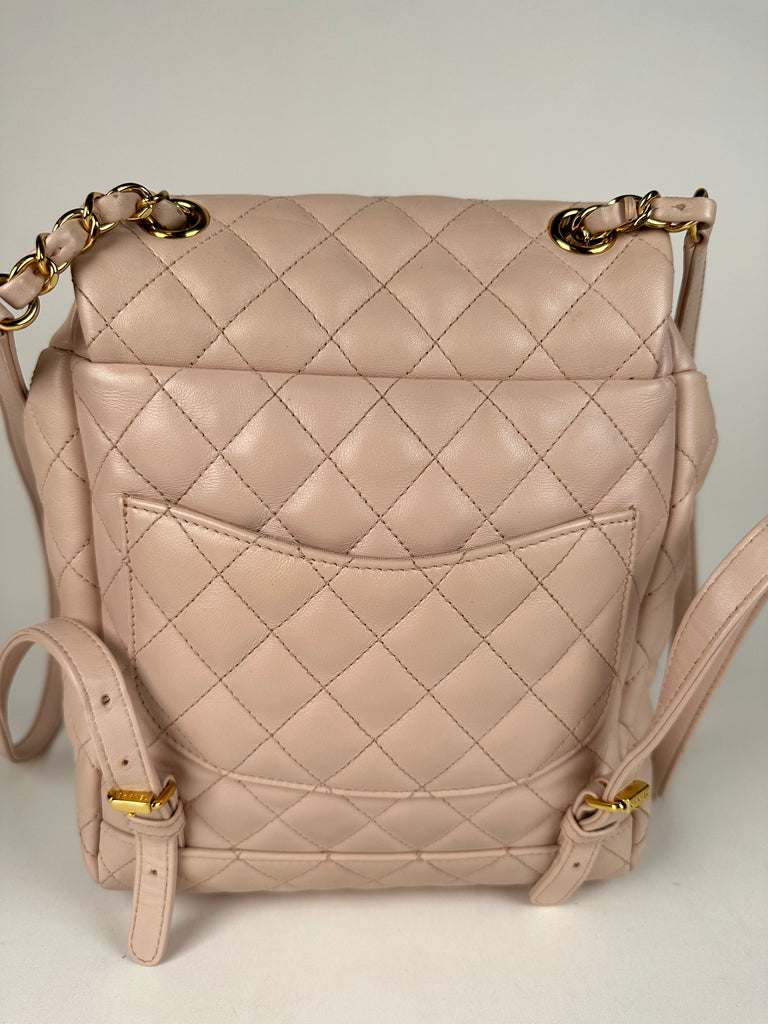 Chanel Lambskin Quilted Small Urban Spirit Backpack Beige
