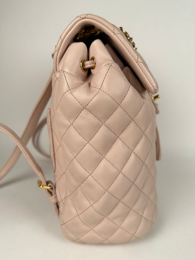 Chanel Lambskin Quilted Small Urban Spirit Backpack Beige