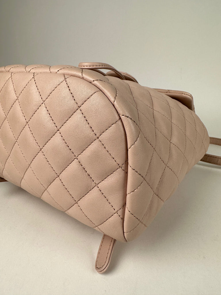 Chanel Lambskin Quilted Small Urban Spirit Backpack Beige