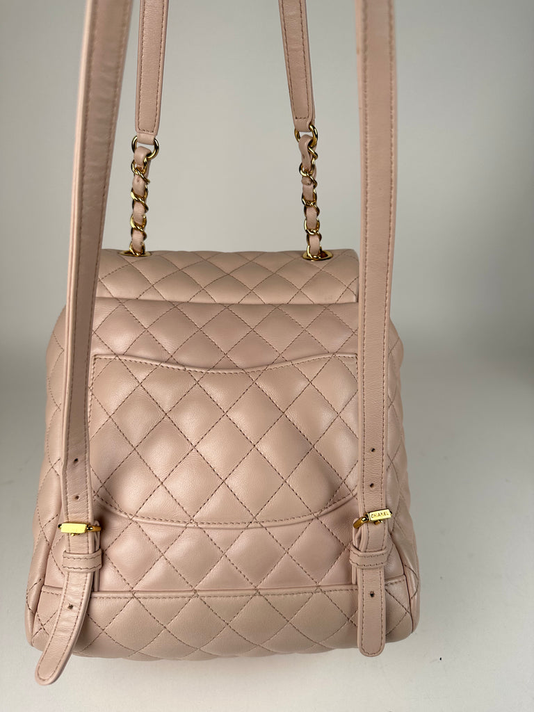 Chanel Lambskin Quilted Small Urban Spirit Backpack Beige