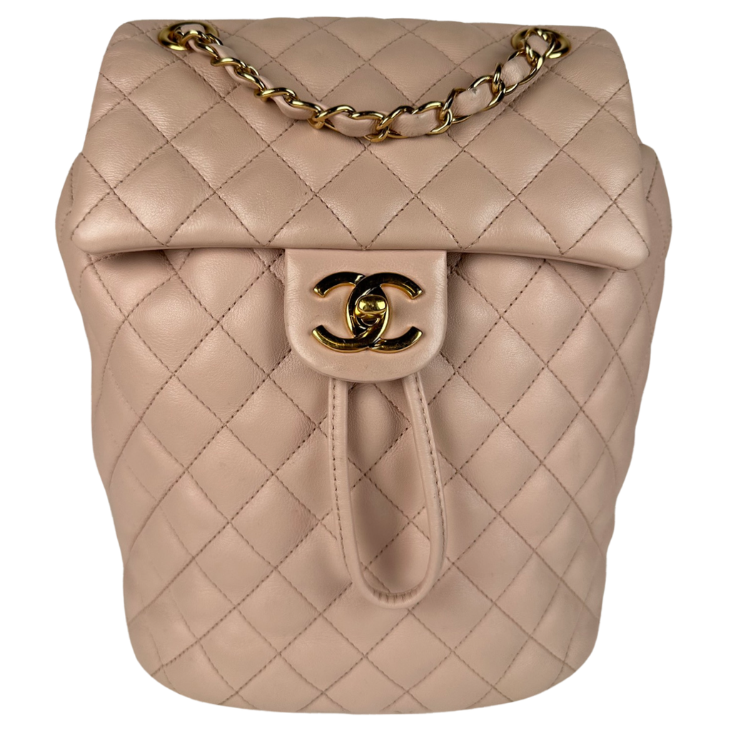 Chanel Lambskin Quilted Small Urban Spirit Backpack Beige