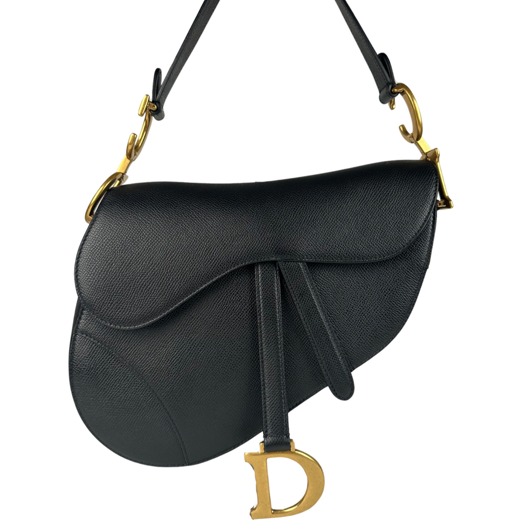 Dior Saddle Grained Calfskin Black