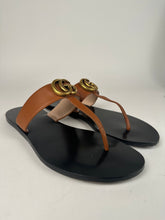 Load image into Gallery viewer, Gucci Marmont Thong Double G Sandal Brown Size 37EU