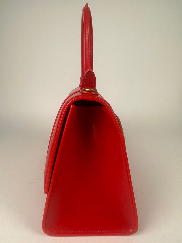 Balenciaga Small Hourglass Top Handle Red Smooth Box Leather