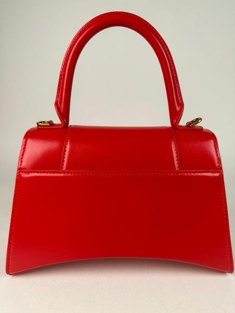 Balenciaga Small Hourglass Top Handle Red Smooth Box Leather