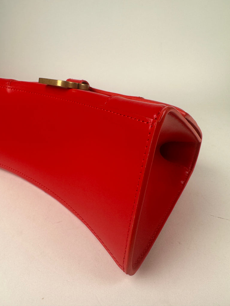 Balenciaga Small Hourglass Top Handle Red Smooth Box Leather