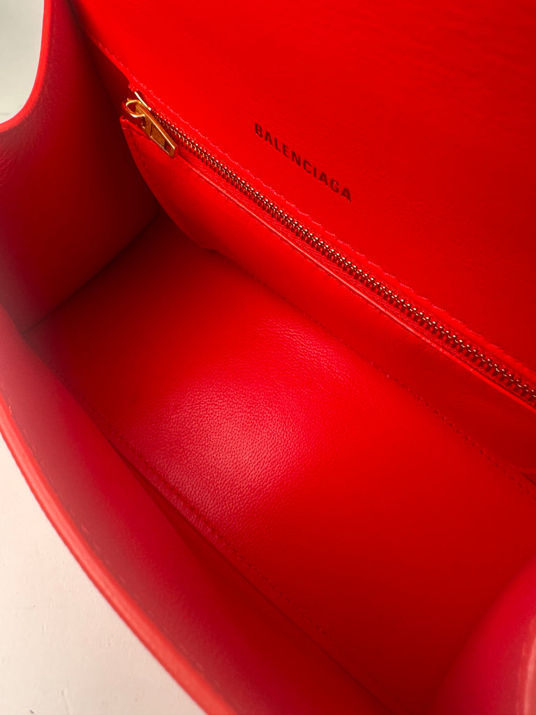 Balenciaga Small Hourglass Top Handle Red Smooth Box Leather