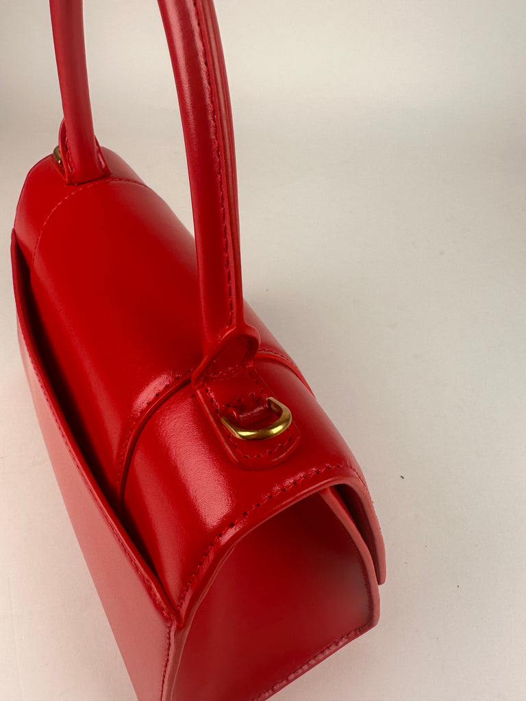 Balenciaga Small Hourglass Top Handle Red Smooth Box Leather