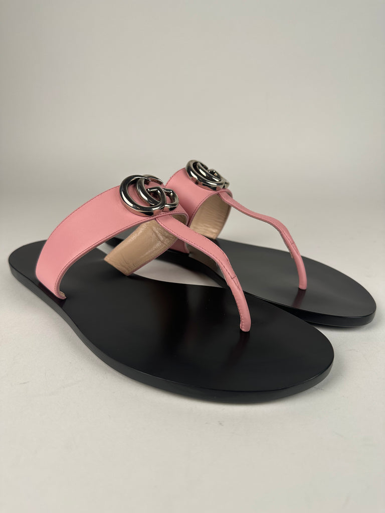 Gucci Marmont Thong Double G Sandal Pink Size 37EU