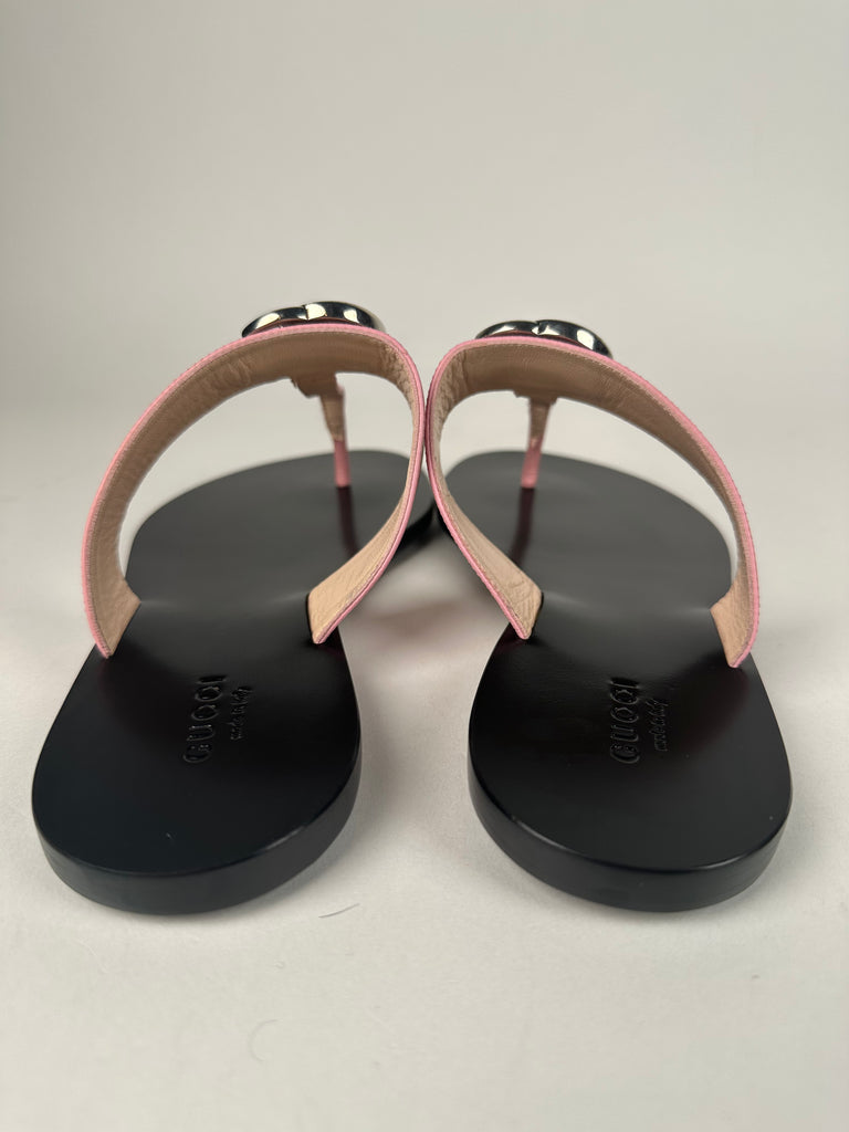 Gucci Marmont Thong Double G Sandal Pink Size 37EU