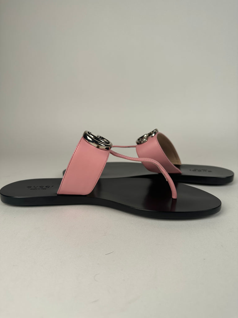 Gucci Marmont Thong Double G Sandal Pink Size 37EU