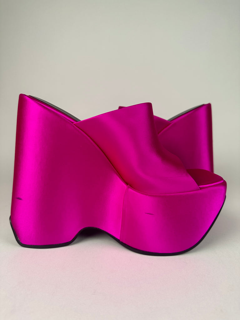 Versace 160mm Chunky La Medusa Platform Pink Satin Sandals Size 37.5EU