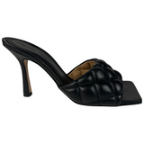 Bottega Veneta Padded Lido Square Toe Sandal Heels Black Size 37EU