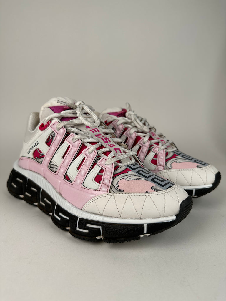 Versace Chain Reaction Sneakers Pink Greca Print Size 37EU Sacdelux