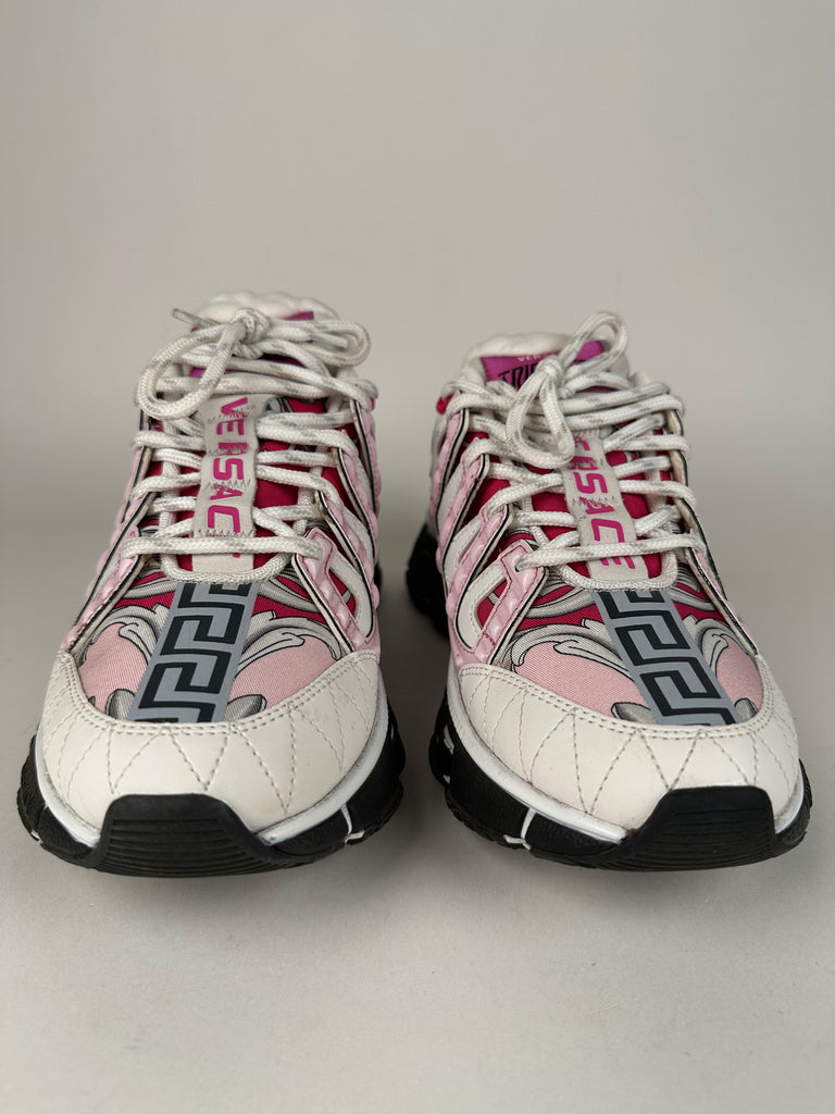 Versace Chain Reaction Sneakers Pink Greca Print Size 37EU