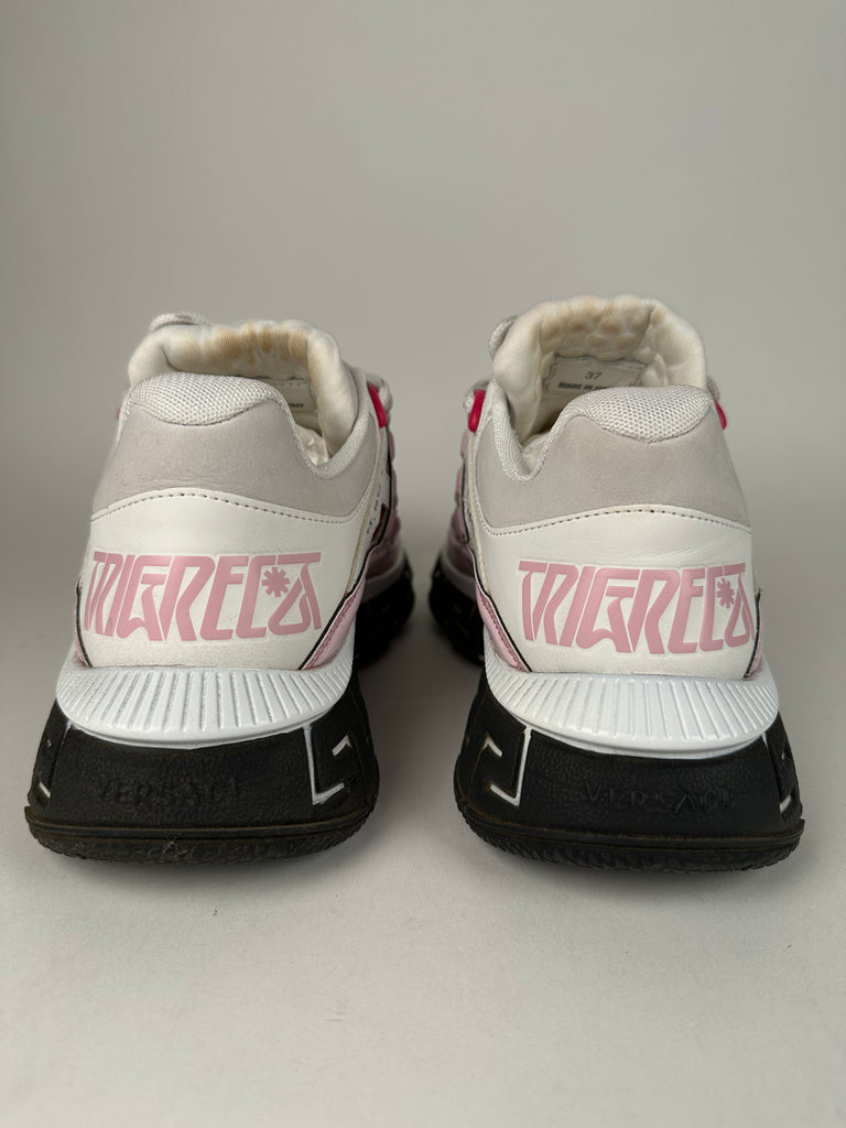 Versace Chain Reaction Sneakers Pink Greca Print Size 37EU