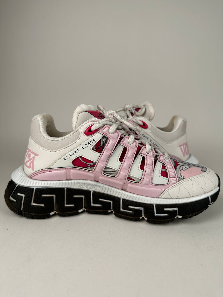 Versace Chain Reaction Sneakers Pink Greca Print Size 37EU