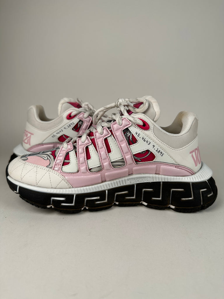 Versace Chain Reaction Sneakers Pink Greca Print Size 37EU