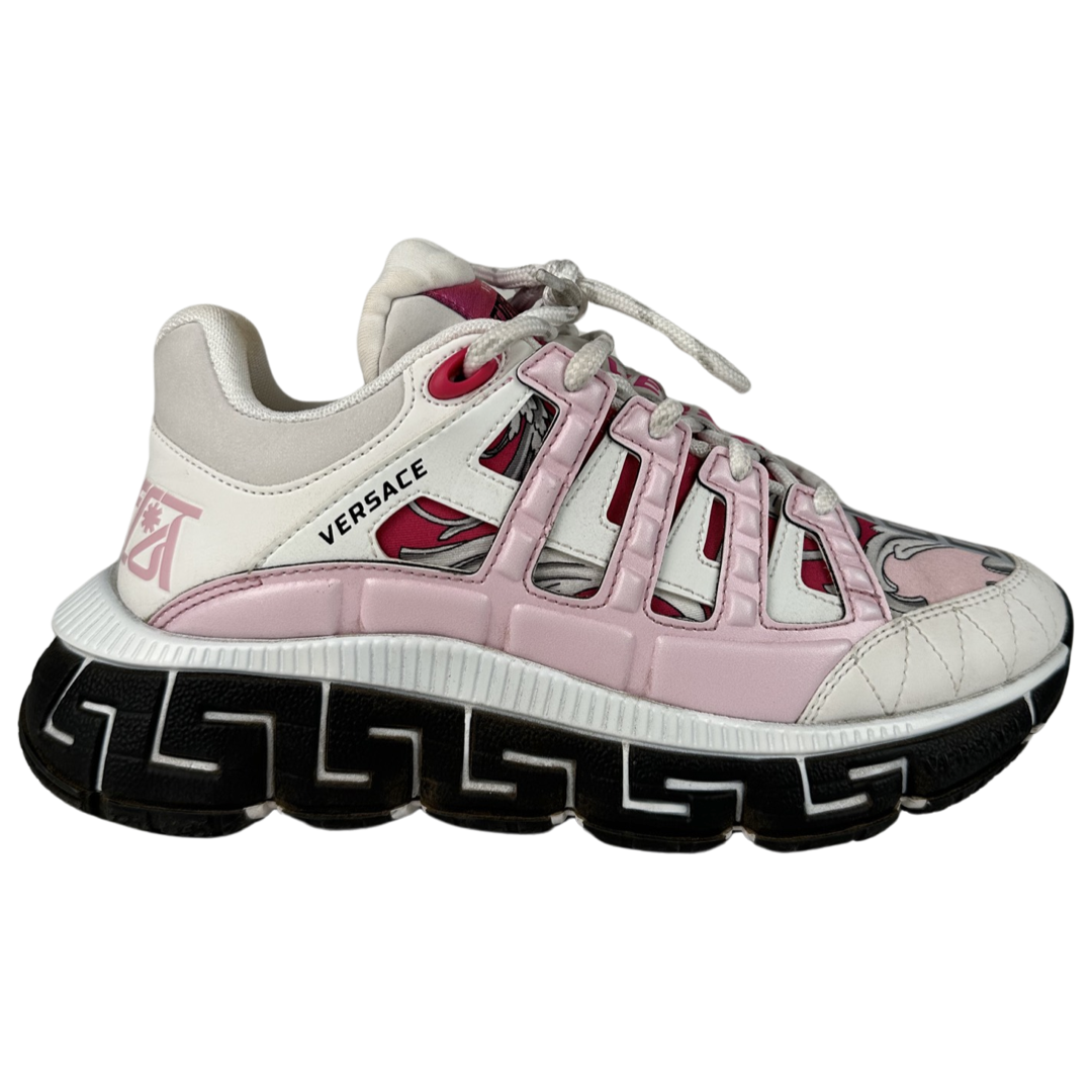 Versace Chain Reaction Sneakers Pink Greca Print Size 37EU Sacdelux
