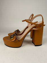 Load image into Gallery viewer, Gucci Marmont Platform Sandal Cognac Brown Size 37.5EU