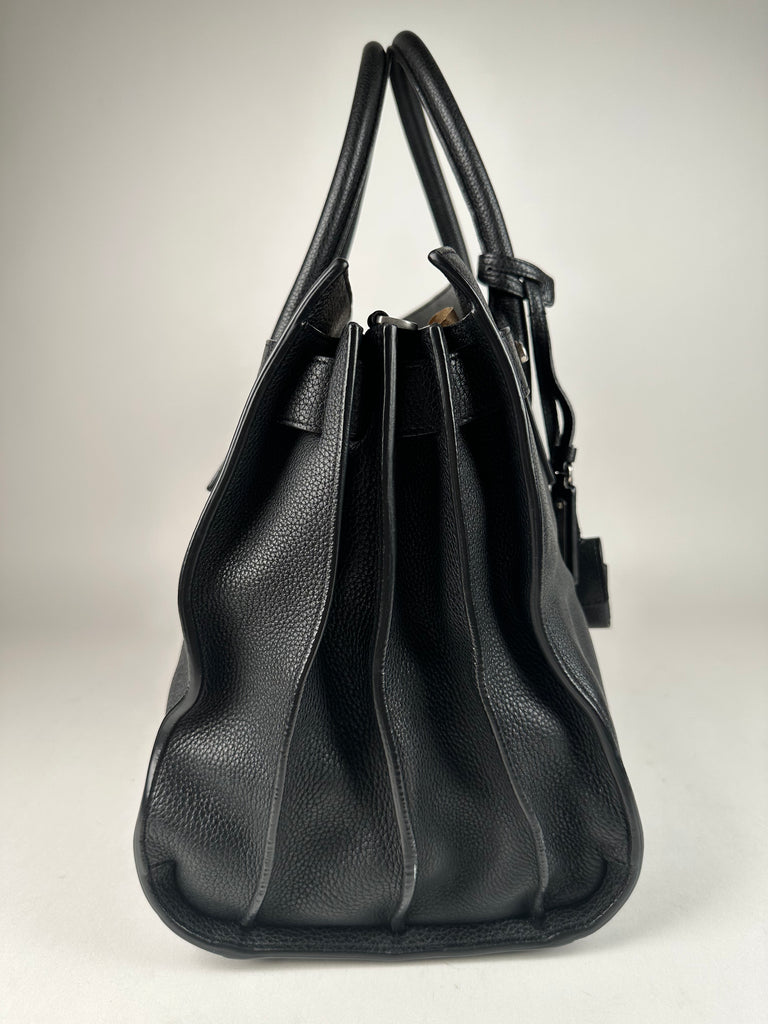 Saint Laurent Grained Calfskin Medium Sac De Jour Souple Black