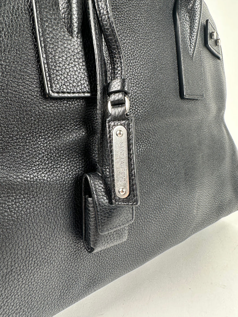 Saint Laurent Grained Calfskin Medium Sac De Jour Souple Black