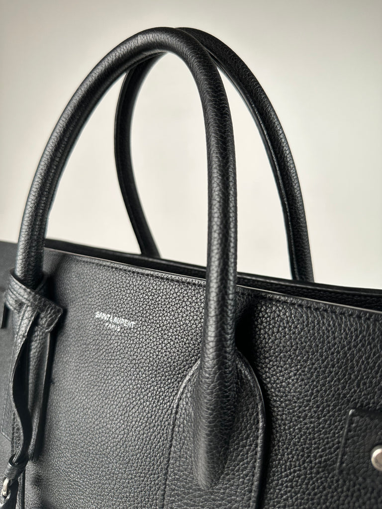 Saint Laurent Grained Calfskin Medium Sac De Jour Souple Black