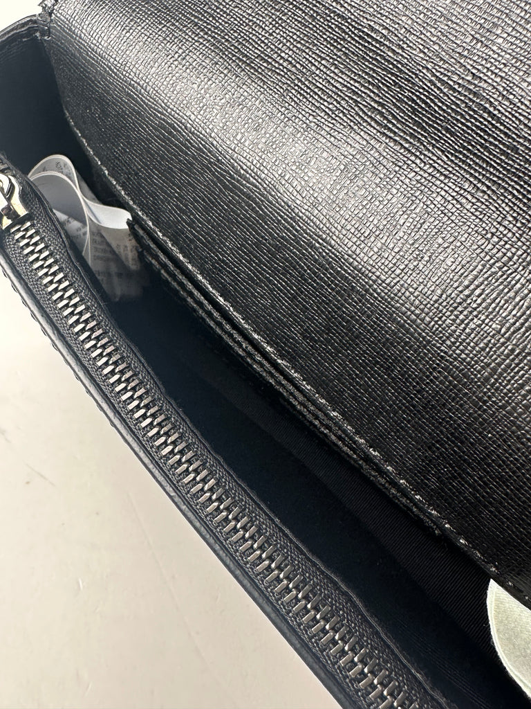 Off—White Saffiano Striped Mini Diag Binder Clip Bag Black White Yellow