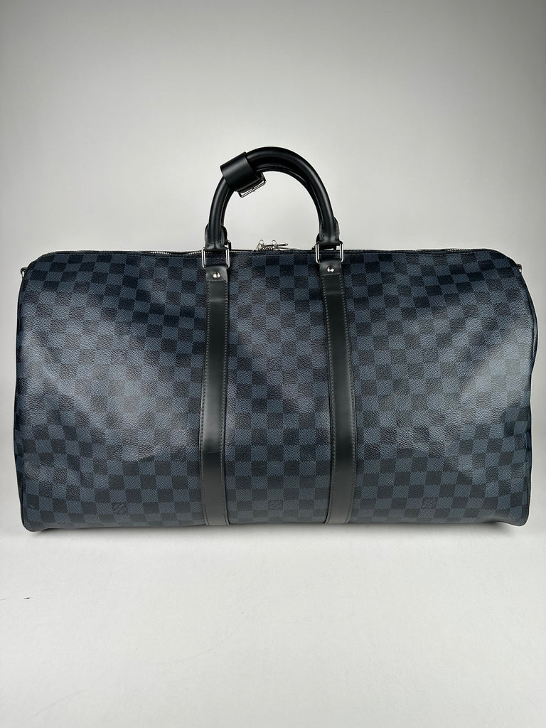 Louis Vuitton Damier Graphite Leather Keepall Bag 55 Black