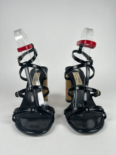 Burberry Vintage Check and Patent Leather Heeled Sandals Size 37EU