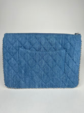 Load image into Gallery viewer, Chanel Denim Chain Around Quilted Medium Cosmetic O-Case Clutch Blue