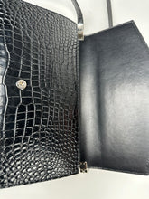 Load image into Gallery viewer, Saint Laurent Croc Embossed Uptown Mini Crossbody Black