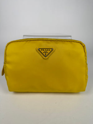Prada Nylon Tessuto Cosmetic Pouch Pineapple Yellow
