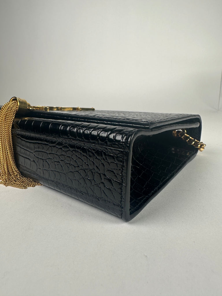 Saint Laurent Black Calfskin Classic Monogram Kate Tassel Medium