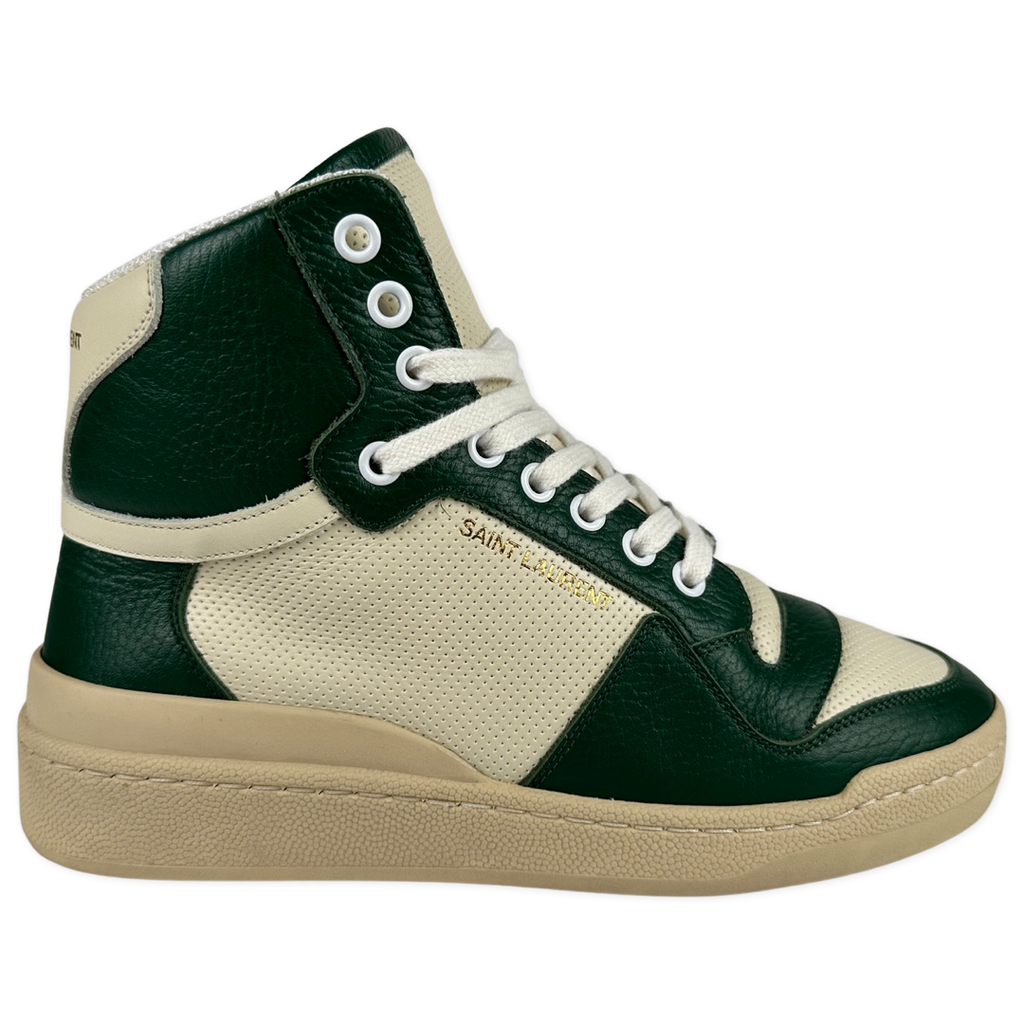 Saint Laurent SL/24 Mid Top Sneakers White Dark Green Size 37EU