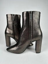 Load image into Gallery viewer, Saint Laurent Lou Ankle Boot 95 Metallic Pewter Size 39EU