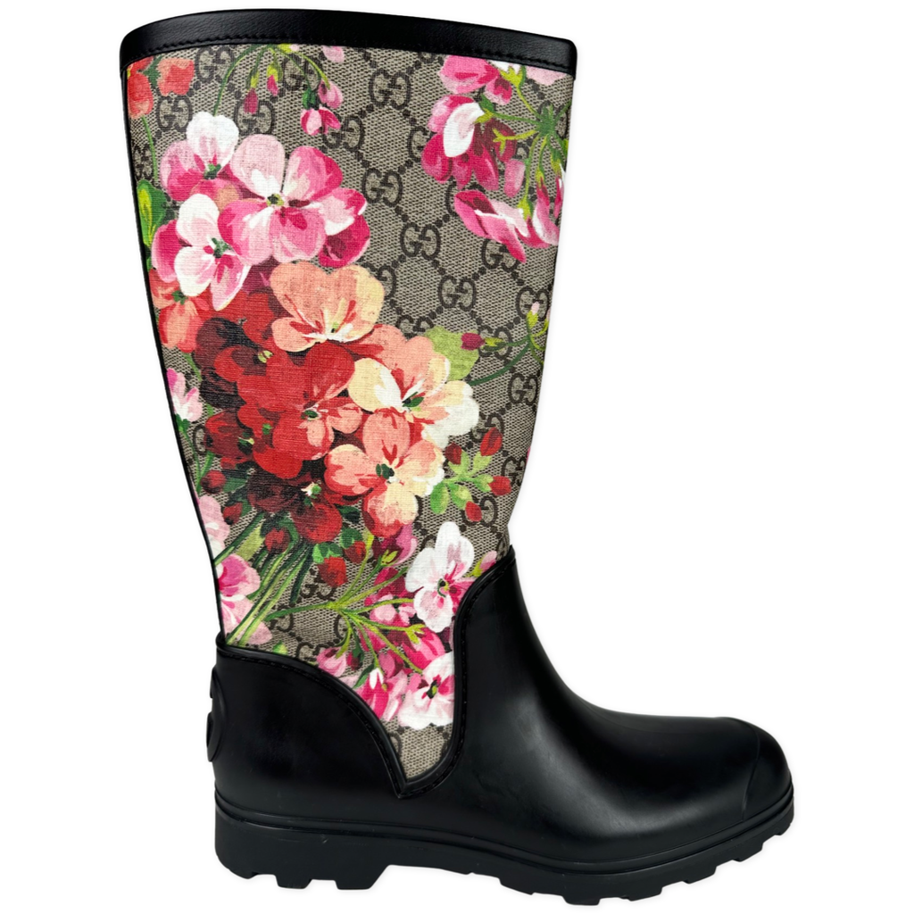 Gucci Floral Blooms Print Monogram Rain Boots Size 36EU