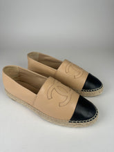 Load image into Gallery viewer, Chanel Lambskin CC Espadrilles Black/Beige 39EU