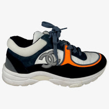 Load image into Gallery viewer, Chanel Classic Trainers Blue Grey White Orange Size 35.5EU