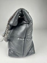 Load image into Gallery viewer, Saint Laurent Lambskin Quilted Medium Loulou Puffer Monogram Chain Satchel Grey