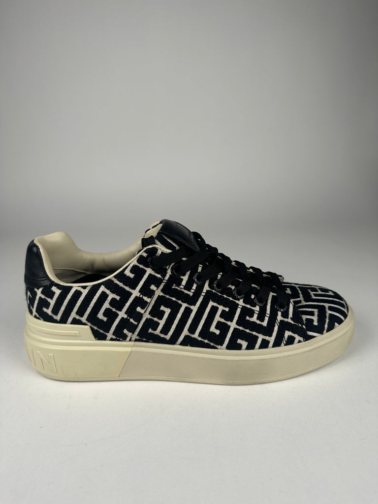 Balmain Monogram Jacquard B-Court Sneakers Size 38EU