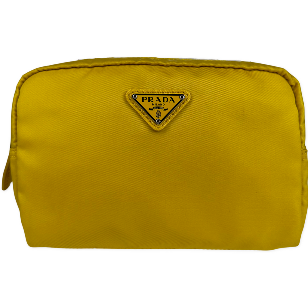 Prada Nylon Tessuto Cosmetic Pouch Pineapple Yellow