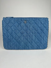 Load image into Gallery viewer, Chanel Denim Chain Around Quilted Medium Cosmetic O-Case Clutch Blue