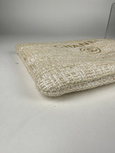 Load image into Gallery viewer, Chanel Woven Raffia Large Cosmetic O-Case Clutch Beige Gold